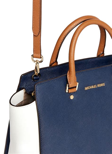 michael kors selma large saffiano leather satchel price|Michael Kors saffiano leather tote.